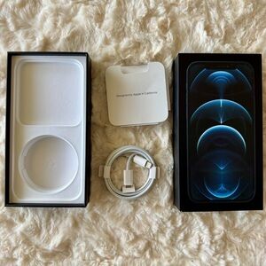 📦Apple iPhone 12 Pro Box +Accessories Pacific Blue📦(original cord Inc!) 128GB